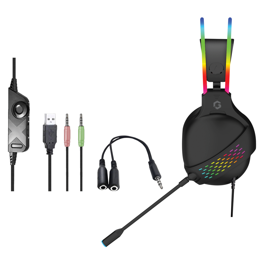 GAMEON GO-711 RGB Gaming Headset With Detachable Mic - Black