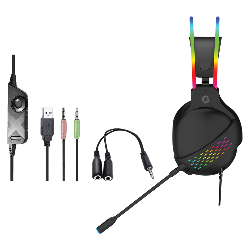 GAMEON GO-711 RGB Gaming Headset With Detachable Mic - Black